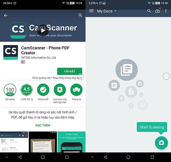 (App scan văn bản cho Android: CamScanner)