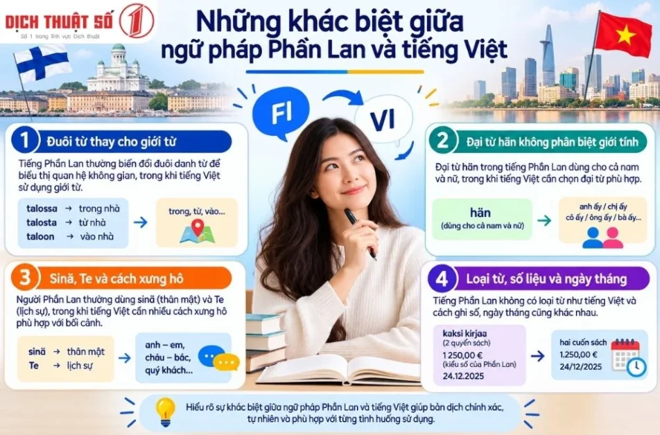 Những khác biệt giữa ngữ pháp Phần Lan và tiếng Việt