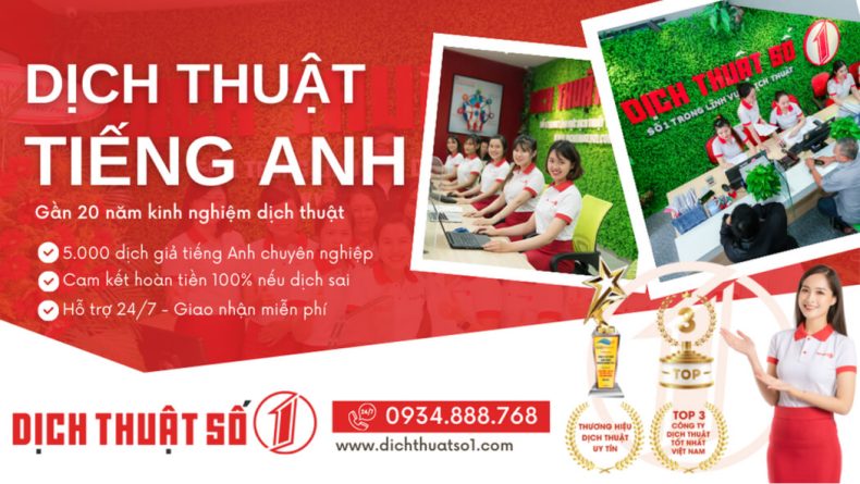 Dịch Thuật Tiếng Anh Uy Tín Chuyên Nghiệp Lấy Nhanh