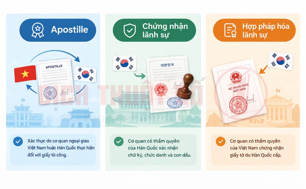 Phân biệt Apostille, Chứng nhận lãnh sự và Hợp pháp hóa lãnh sự Hàn Quốc