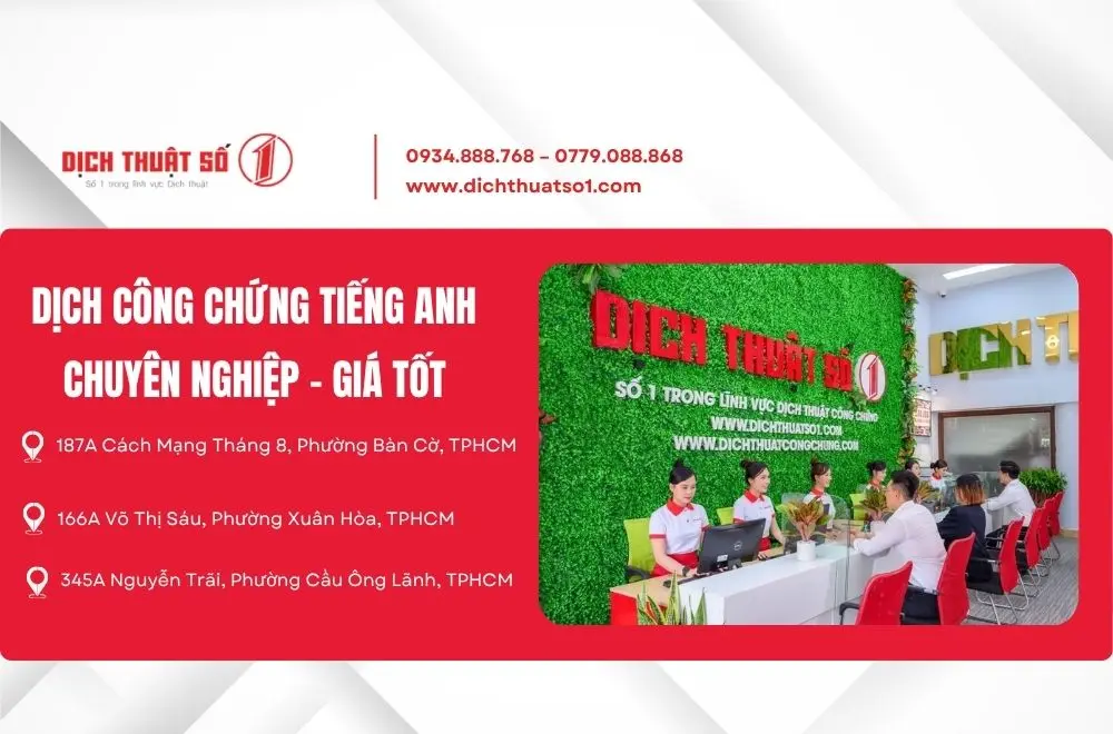 Địa chỉ dịch thuật công chứng tiếng Anh tại Tp.HCM uy tín