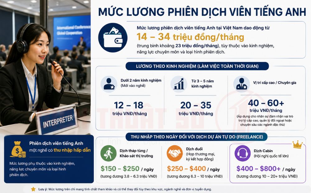 Phiên dịch viên tiếng Anh lương bao nhiêu?