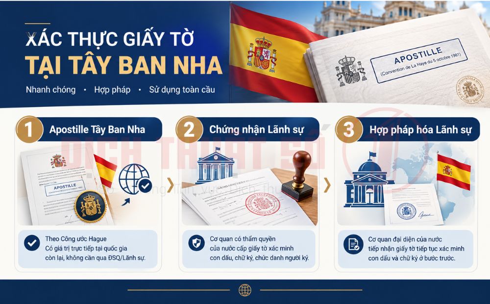 Phân biệt Apostille, chứng nhận và hợp pháp hóa lãnh sự Tây Ban Nha
