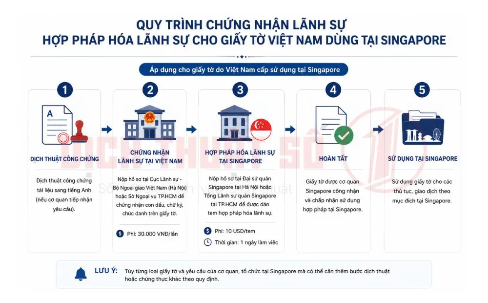 Hợp pháp hóa lãnh sự giấy tờ Việt Nam sử dụng tại Singapore