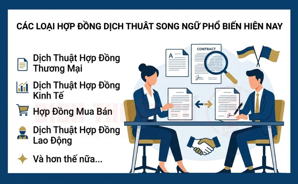Các loại hợp đồng dịch thuật song ngữ phổ biến hiện nay
