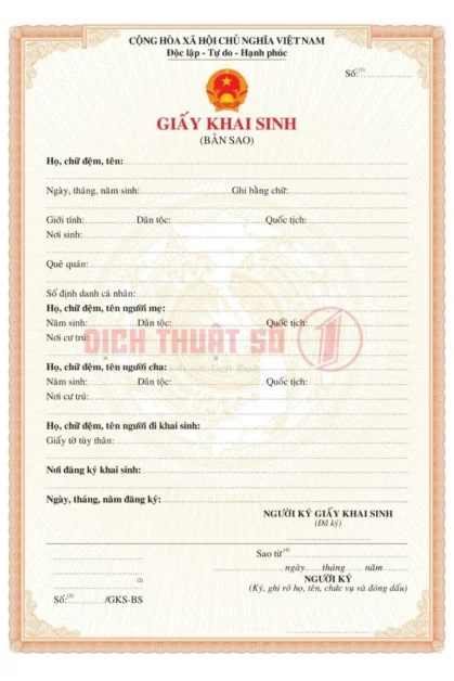 Giấy khai sinh photo công chứng