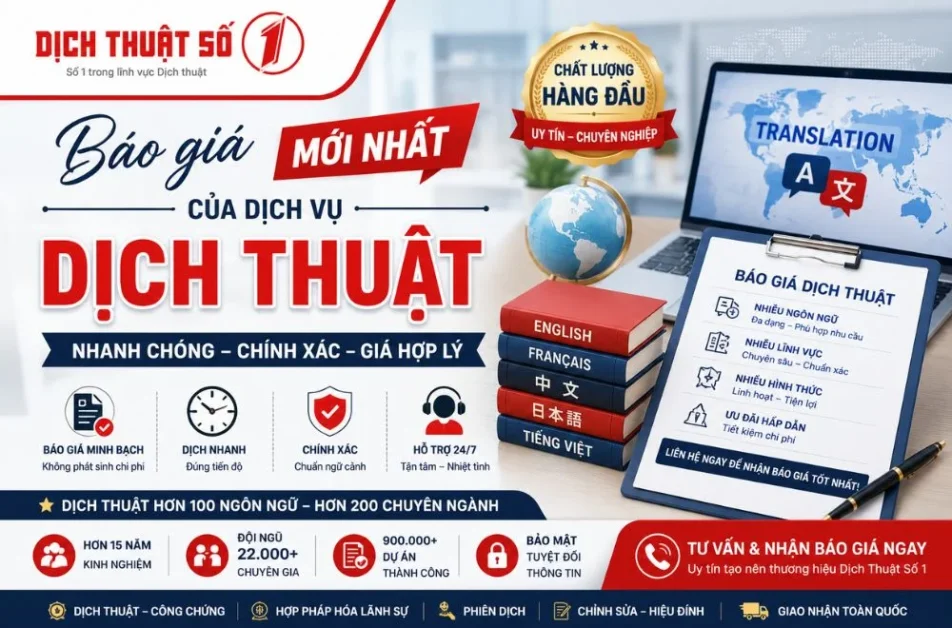 Báo giá mới nhất của dịch vụ dịch thuật
