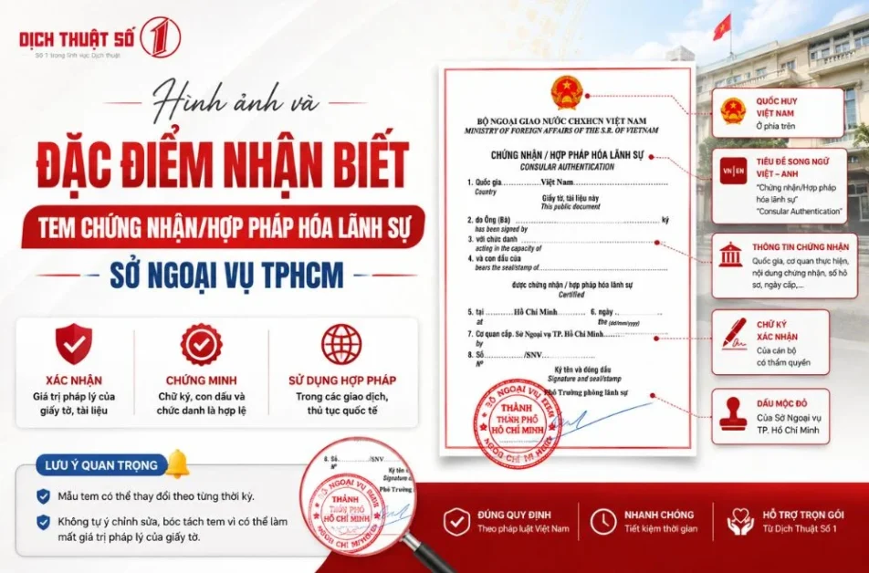 Hình ảnh tem chứng nhận/hợp pháp hóa lãnh sự Sở Ngoại vụ TPHCM
