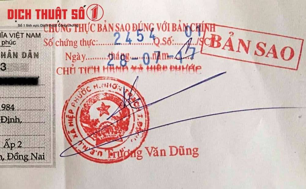 Mẫu đóng dấu sao y bản chính
