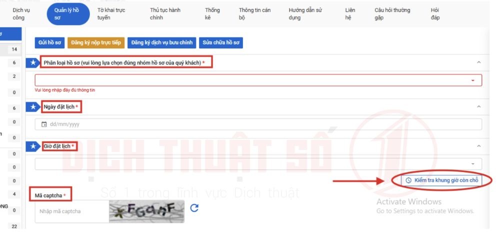 đăng ký lịch hẹn để nộp hồ sơ trực tiếp tại cơ quan có thẩm quyền