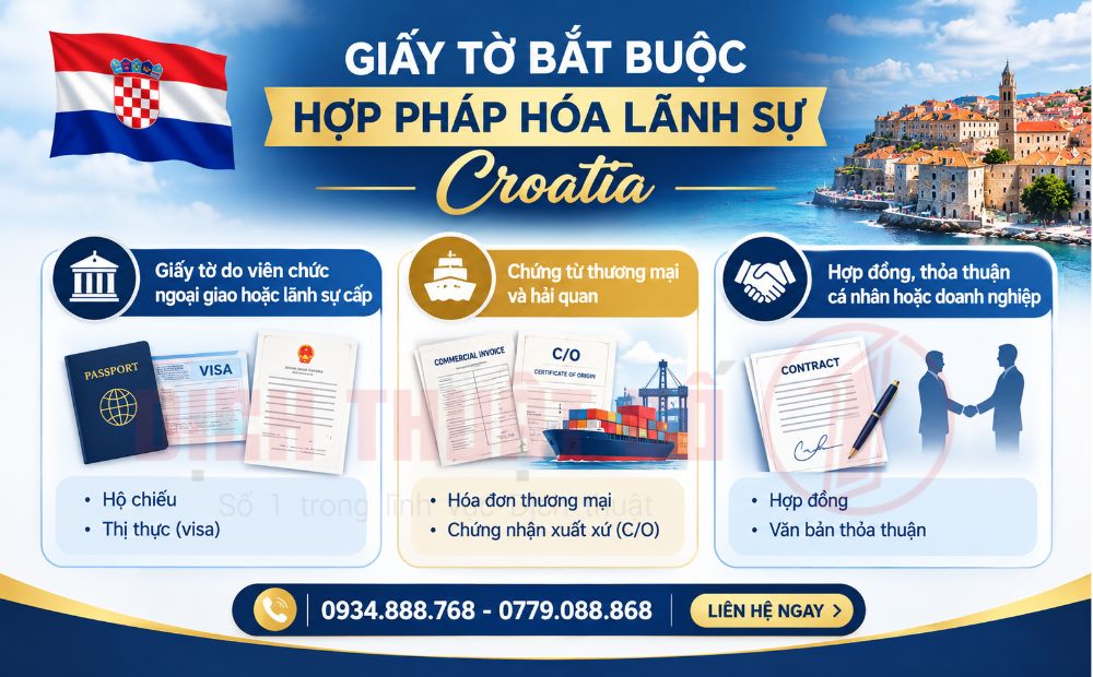 Giấy tờ nào bắt buộc hợp pháp hóa lãnh sự Croatia