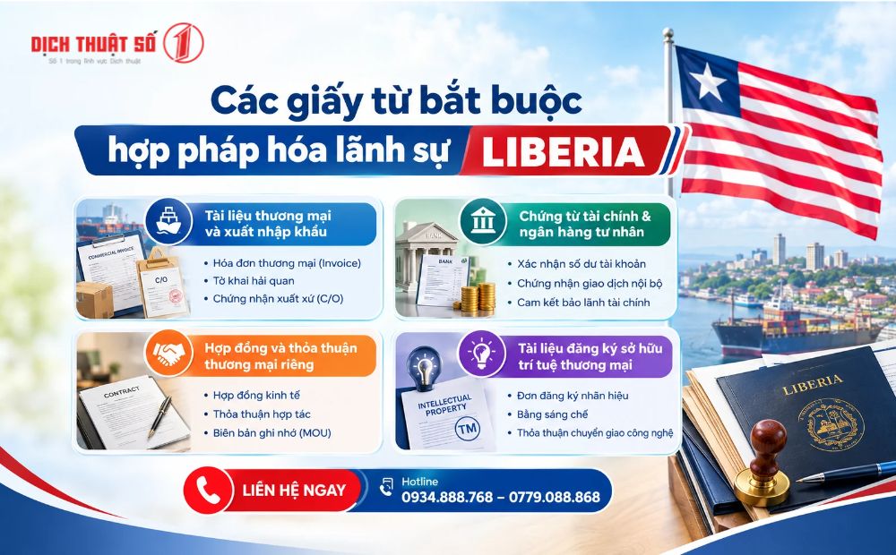 Các giấy từ bắt buộc hợp pháp hóa lãnh sự Liberia