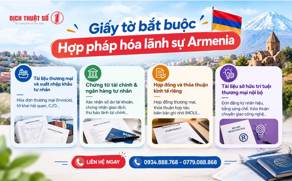 Các giấy tờ bắt buộc Hợp pháp hóa lãnh sự Armenia