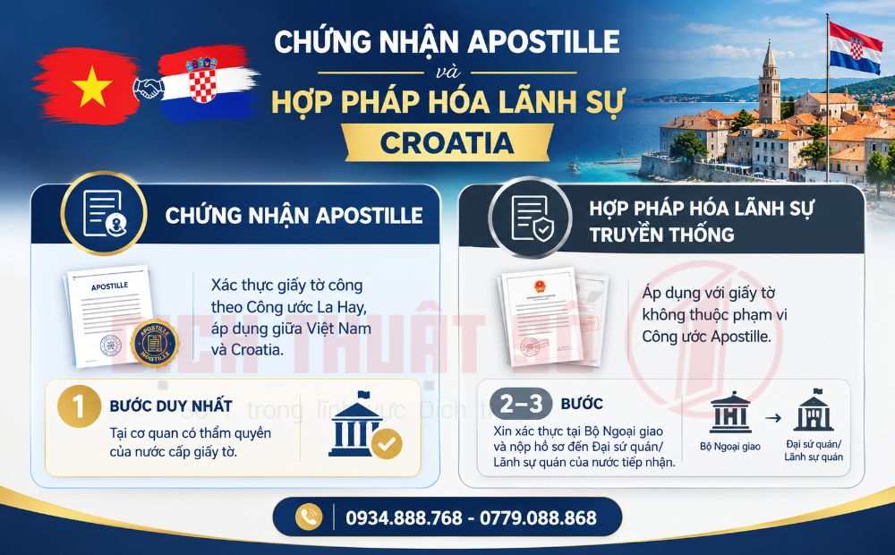 Phân biệt chứng nhận Apostille và Hợp pháp hóa lãnh sự Croatia