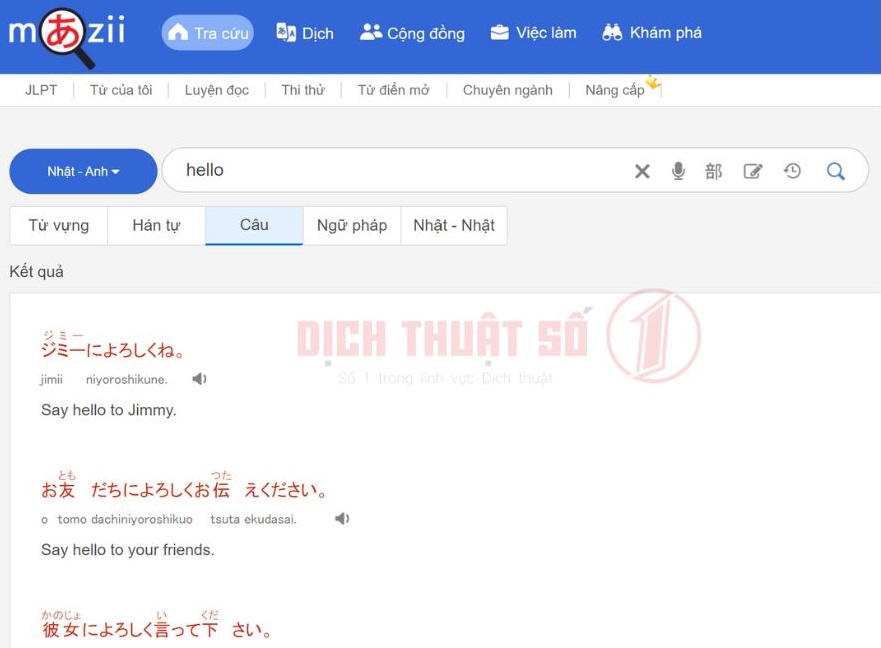 Trang dịch tiếng Anh sang tiếng Nhật Mazii